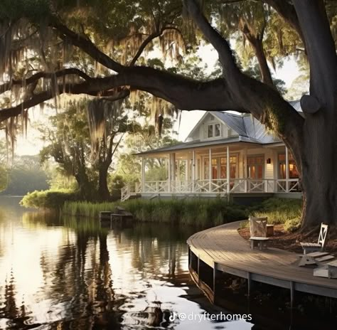 Houses In The Hamptons, Country Lake House, English Countryside Home, Low Country House, Louisiana Homes, River Cottage, Dream Life House, House Yard, 2024 Color