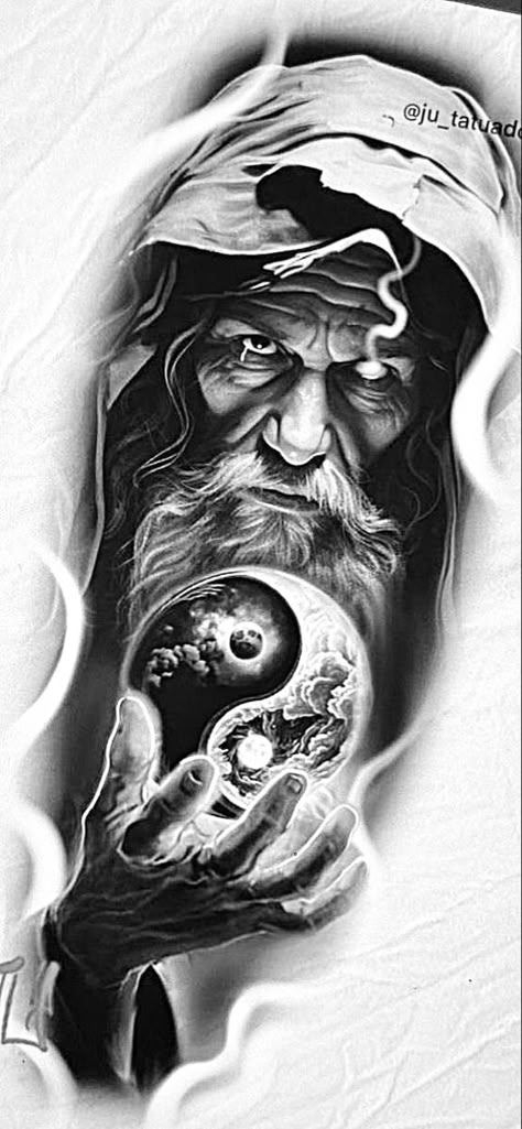 Wizard Tattoo, Full Hand Tattoo, Tattoo Realism, Buddha Tattoo Design, Realistic Tattoo Sleeve, Lion Head Tattoos, Wing Tattoo Designs, Greek Mythology Tattoos, Shiva Tattoo Design