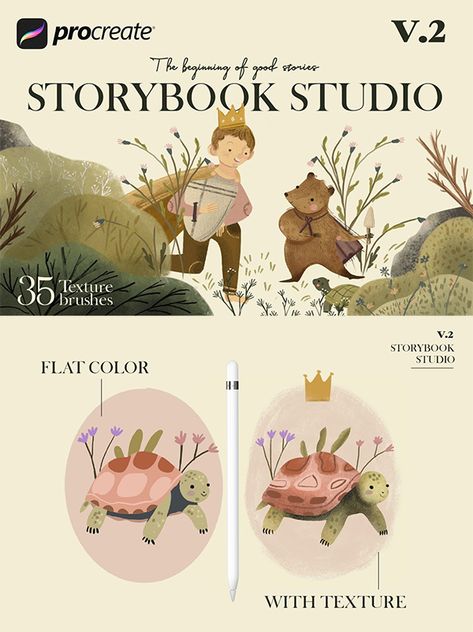 Storybook Studio Procreate Brushes Illustrate Childrens Book, Procreate Art Styles, Childrens Illustrations Book, Illustration Children's Books, Illustration Kids Books, Procreate Illustration Tutorial, Story Board Illustration Ideas, Children’s Book Illustration, Fairytale Moodboard