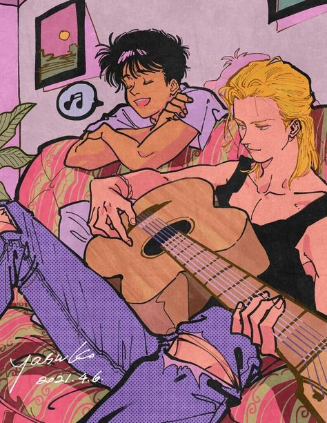 Ash And Eiji, Gay Fish, Banana Art, 캐릭터 드로잉, Banana Fish, Arte Inspo, Fish Art, Aesthetic Anime, Art Inspo