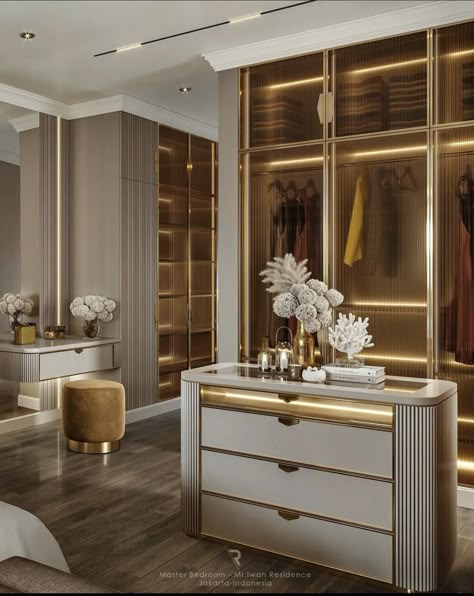 Wardrobe Island Design, Dressing Room Island, Wardrobe Island, Styling Mirror, Modern Closet Designs, Luxxu Modern Design Living, Dressing Room Decor, Dream Closet Design, Walk In Closet Design