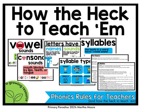 Phonics Rules for Teachers (and How the Heck to Teach 'Em) - Basic Phonics Rules, Phonics For Adults, Phonics Rules Free Printable, How To Teach Phonics, Phonics Lesson Plans, Ch Words, Th Words, Passage Writing, Teach Phonics