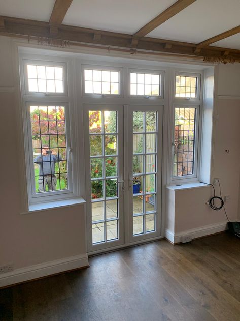 Back Porch French Doors, Steps Down From French Doors, French Door With Side Windows, Pvc French Doors, Pvc Glass Door, French Garden Doors, Small French Doors Exterior, French Doors With Windows On Each Side, French Doors To Outside