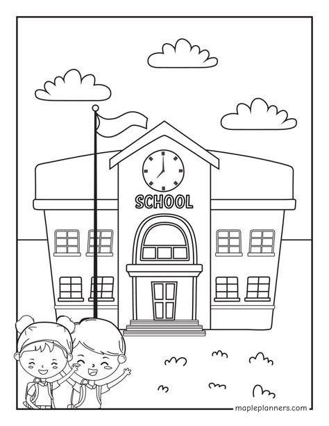 Free Back to School Coloring Pages for Kids Animal Coloring Pages For Kids, Back To School Worksheets, Preschool Coloring Pages, Preschool Math Worksheets, New School Aesthetic, School Images, School Cartoon, School Coloring Pages, Printable Coloring Pages For Kids