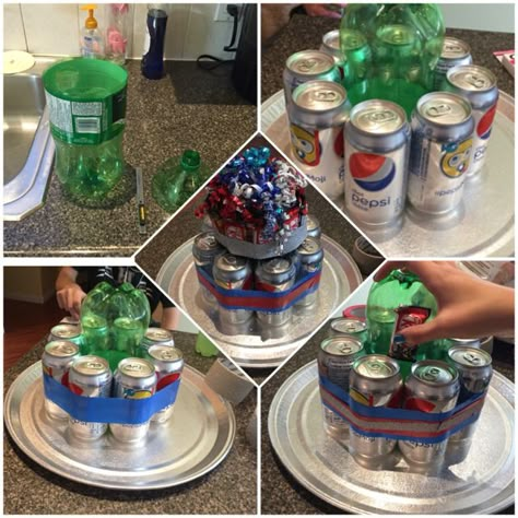 Guy Birthday Ideas, Cake Gift Ideas, Beer Can Cake, Beer Can Cakes, Liquor Bouquet, Beer Cakes, Pepsi Can, Birthday Beer Cake, 21st Birthday Presents