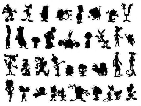 Guess who Mickey Mouse Font, Reto Mental, Childrens Book Characters, Cartoon Silhouette, Animation Classes, Disney Silhouettes, Silhouette Pictures, Silhouette Images, Animated Characters