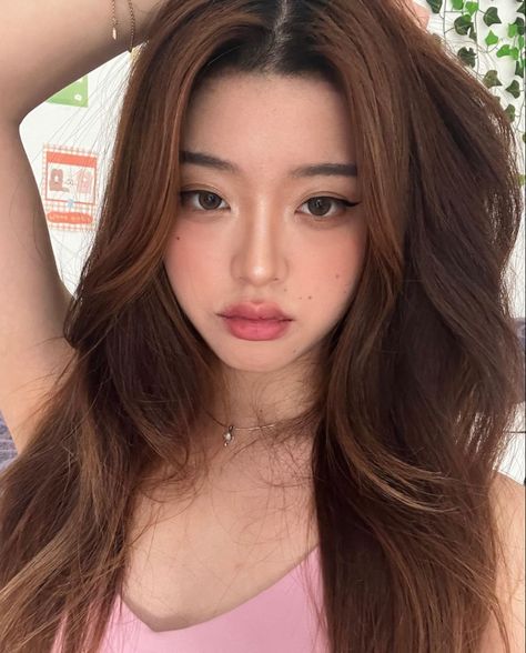 #brown #hair #korean #makeup #soft Asian Hair Inspo, Warm Light Brown Hair, Asian Brown Hair, Brown Hair Korean, Asian Hair Dye, Japan Study, Soft Brown Hair, Hairstyles Colour, Brown Hair Ideas