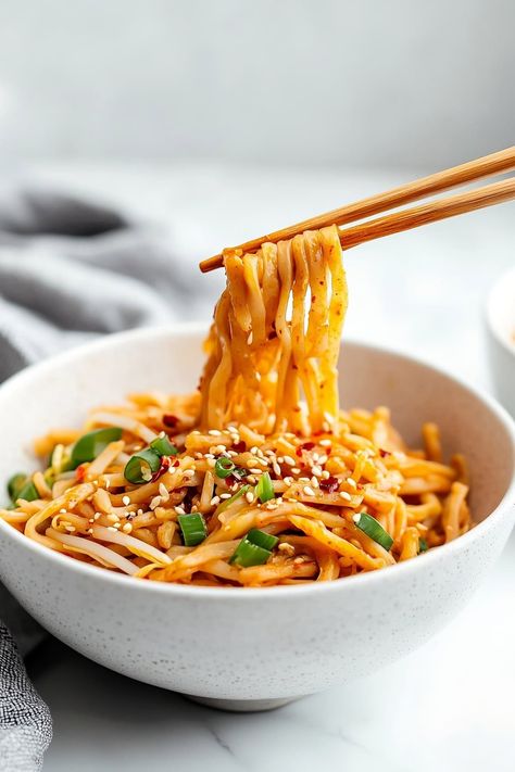 These sweet and spicy noodles are the perfect addition to any Asian feast! They're quick, easy, and delicious. Asian Noodle Recipes Spicy, Asian Feast, Recipes Spicy, Fettuccine Noodles, Asian Stir Fry, Asian Noodle Recipes, Asian Noodle, Spicy Noodles, Asian Noodles