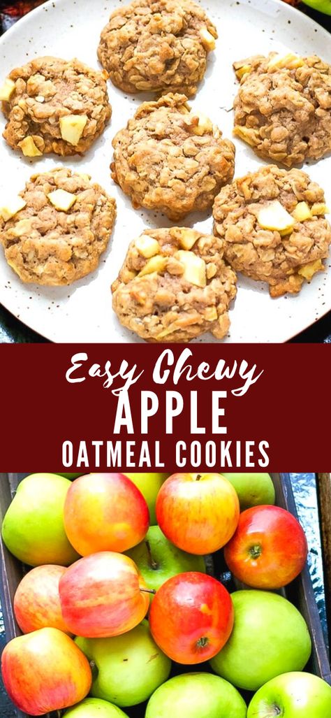 Fresh Apple Recipes, Apple Recipes Easy Healthy, Apple Oats, Apple Cookies Recipes, Apple Oatmeal Cookies, Oatmeal Cookies Easy, Apple Recipes Easy, Apple Oatmeal, Easy Oatmeal