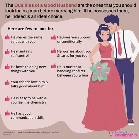 Are you looking for the right partner to spend the rest of your life with? If so, then ensure to look for the qualities of good husband in your ideal man. #goodhusband #qualitiesofagoodhusband #husband #idealhusband #marriage #relationships #cheating #love #thepleasantmind How To Be Attractive, Best Husband Quotes, Marriage Facts, Good Husband, Marriage Inspiration, Ready For Marriage, Love Texts For Him, Be Attractive, Narcissism Relationships