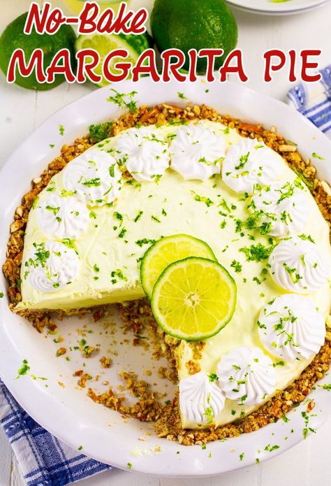 Boozy Pies, Margarita Desserts, Margarita Dessert Recipes, Margarita Pie Recipe, Frozen Margarita Pie, Margarita Pie, Crisps And Cobblers, Baking Recipes Pie, Pie And Tart