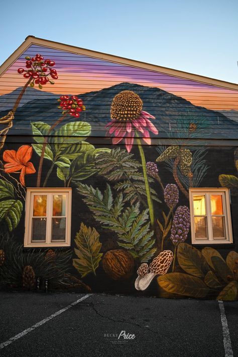 Exterior Art On House, Mural On Fence, Murals On Houses Exterior, Mural On Side Of House, House Exterior Mural, Outside Wall Murals, Mural Outdoor, Mural On House Exterior, Shed Mural Ideas