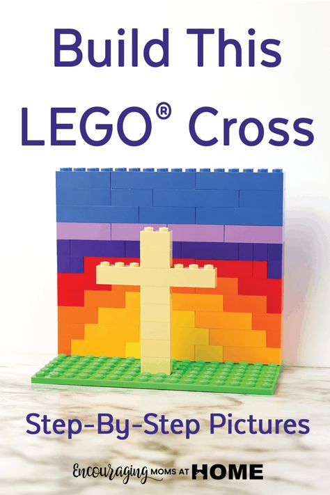 Gorgeous LEGO cross for Easter. Have your child follow our step-by-step LEGO® style building instructions (all pictures) and make the LEGO Easter Cross project. Printable Lego Instructions, Lego Instructions Step By Step, Lego Bible Lessons, Ricky Tattoo, Lego Directions, Lego Cross, Lego Vbs, Lego School, Lego Bible