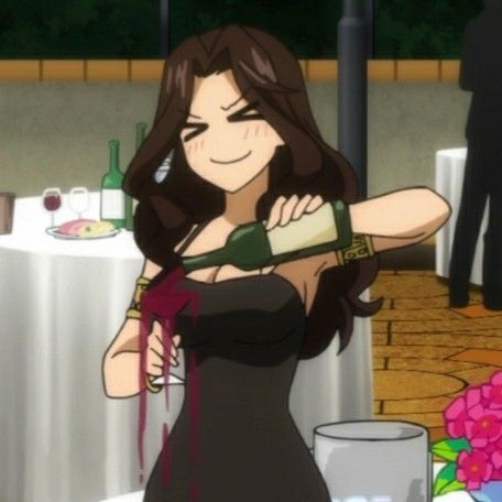 A Woman, Wine, With Friends, Flowers, Anime, Black