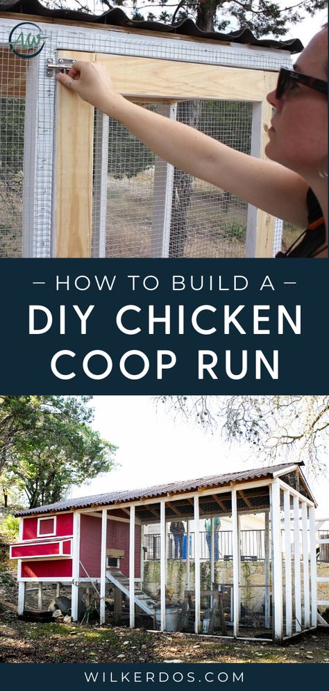 How to build a DIY chicken coop run from Wilker Dos. I'll walk you through building this run for my chicken coop. Simple Chicken Run, Diy Chicken Coop Run, Chicken Coop Inside, Chicken Coop Kit, Chicken Coop Blueprints, Coop Run, Walk In Chicken Coop, Chicken Pen, Chicken Coup