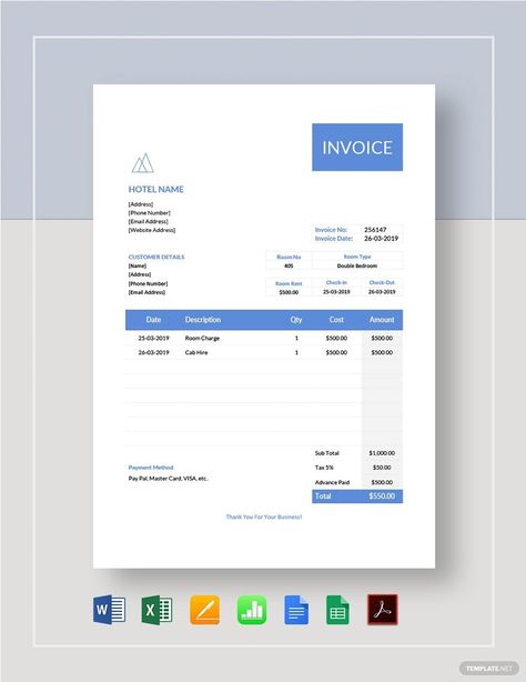 Hotel Invoice, Confirmation Email Template, Invoice Format In Excel, Invoice Format, Invoice Design Template, Property Branding, Invoice Template Word, Printable Invoice, Create Invoice