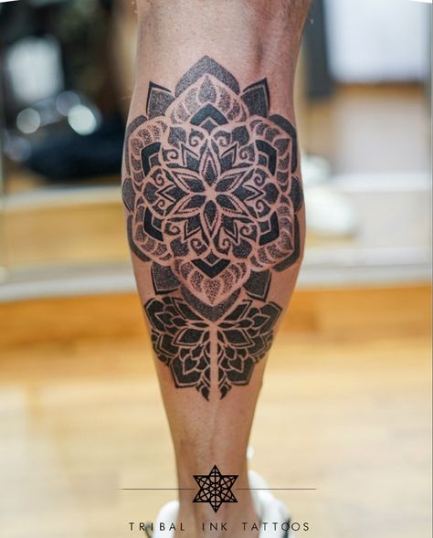 Calf Tattoo Geometric, Nani Tattoo, Calf Sleeve Tattoo, Tattoo Calf, Geometric Mandala Tattoo, Geometric Mandala, Calf Sleeve, Dad Tattoos, Calf Tattoo