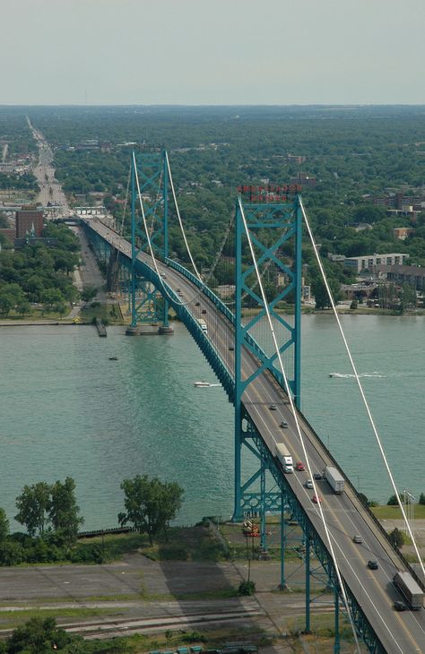 Ambassador Bridge, Detroit History, Bridge Over Troubled Water, Windsor Ontario, Detroit City, Civil Construction, Detroit Area, Michigan Travel, State Of Michigan