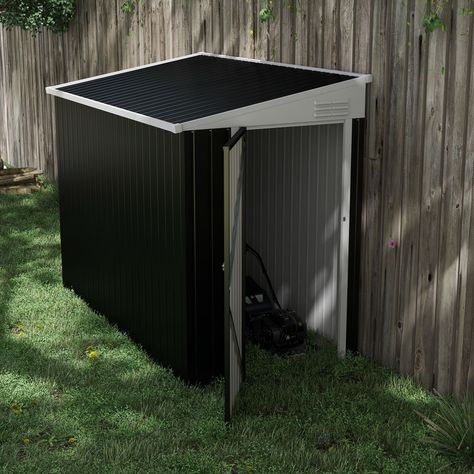 This outdoor storage shed offers ample storage space to safely store your garden tools, lawn care equipment, pool supplies and more. Our garden storage sheds combine form and function with durability. Made from high-quality galvanized steel, this storage shed features a sturdy, waterproof roof. The storage shed features vents to increase lighting and airflow, helping to prevent odors and keep your equipment and tools dry. Lockable doors significantly increase the security of your shed, preventin Outdoor Bike Storage, Steel Storage Sheds, Lawn Mower Storage, Outdoor Storage Shed, Backyard Storage, Garden Tool Shed, Garden Storage Shed, Steel Storage, Patio Storage