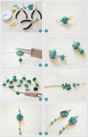 Gemstone Chip Jewelry Ideas, Beebeecraft Tutorials, Chip Bead Jewelry, Diy Earrings Materials, Genuine Turquoise Jewelry, Petal Earrings, Beaded Earrings Tutorials, Diy Jewelry Inspiration, Diy Earring