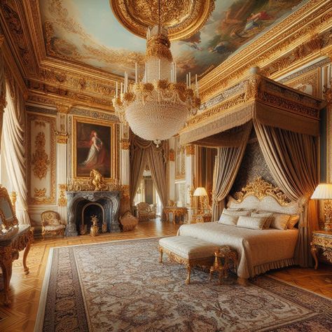 Royal Palace Bedroom, Fantasy Bedroom Concept Art Royal, Palace Room Fantasy Art, Palace Bedroom Concept Art, Manor Aesthetic, Palace Bedroom Royal Dark, Small Home Theaters, Instagram Decor, Royal Bedroom