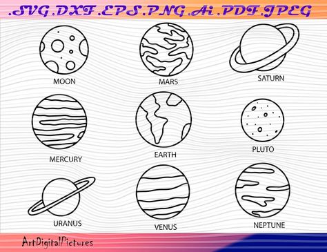 Solar System Planets SVG Planet Svg Space Svg Earth Svg | Etsy Esoteric Logo, Planet Vector, Card Making Video Tutorials, Calligraphy Fonts Alphabet, Space Svg, Moon Svg, Solar System Planets, Hand Lettering Art, Bullet Journal Aesthetic