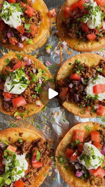 Brooke Carson on Instagram: "BEEF TOSTADAS 🌮
Dinner for 2 done in 25 minutes, these Beef Tostadas make for the perfect weeknight dinner! 👏🏼 A fun twist on taco night that is completely customizable to what you have on hand - feel free to swap the beef for chicken or beans and add in any of your favorite toppings! 💃🏼
INGREDIENTS:
- 1 lb ground beef (can sub for ground turkey or chicken)
- 1 package taco seasoning
- 6 street taco sized corn tortillas
- 2 tbsp avocado oil
- 2 cups shredded cheddar cheese
- Toppings: Sour cream, diced red onion, cilantro, tomatoes, salsa, corn, hot sauce, etc!
DIRECTIONS:
1. In a large pan over medium heat, add ground beef and cook until browned, then add in taco seasoning and mix until well combined. Set aside.
2. Pre-heat oven to 400 and line a large ba Taco Tuesday Recipes Ground Beef, Taco Meat Recipe, Beef Tacos, Beef Tacos Recipes, Hamburger Dishes, Dinner For 2, Weekend Cooking, Ground Beef Tacos, Eat Beef