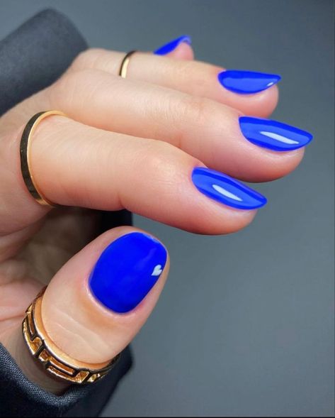 Best Winter Nail Colors 2023-2024 16 Ideas: Stay Stylish All Season - Women-Lifestyle.com Small Blue Nails Acrylic, Short Cobalt Blue Nails, Blue Nails Natural Nail, Electric Blue Nails Short, Small Blue Nails, Natural Blue Nails, Blue Oval Acrylic Nails, Short Natural Nails Manicures, Short Gel Nails Blue