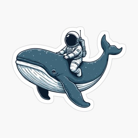 Get my art printed on awesome products. Support me at Redbubble #RBandME: https://www.redbubble.com/i/sticker/Astronaut-On-Whale-by-Gkinoki/154751841.EJUG5?asc=u Cute Laptop Stickers Aesthetic, Ocean Stickers, Astronaut Sticker, Whale Sticker, Stickers Random, Butterfly Art Painting, Game Icon, Butterfly Art, Pet Bandana