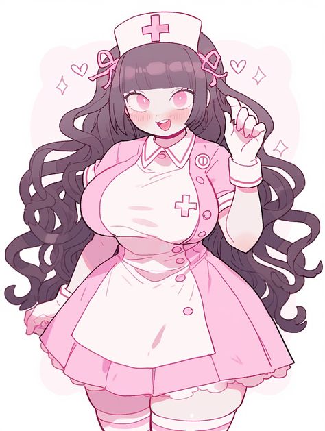 Nurse Oc Art, Nurse Joy Fanart, Mikan Tsumiki Pfp, Mikan Fanart, Pinkerton Weezer, Danganronpa Art Style, Danganronpa Redesign, Mikan Kinnie, Mikan Tsumiki Fanart