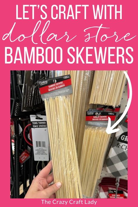 lets craft with dollar store bamboo skewers Craft With Bamboo Sticks, Wooden Skewers Crafts, Wood Skewer Crafts, Bamboo Sticks Decor Diy, Skewer Crafts Diy, Skewers Crafts, Bamboo Skewers Crafts, Bamboo Sticks Crafts, Bamboo Skewers Diy