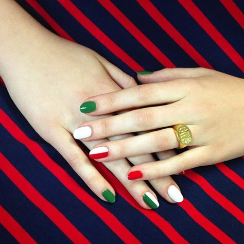 Mexican Nails, Flag Nails, Country Nails, Nail Stuff, Best Nail Polish, Nail Polish Designs, Gel Nail Designs, Glitter Nail Art, Nail Art Summer