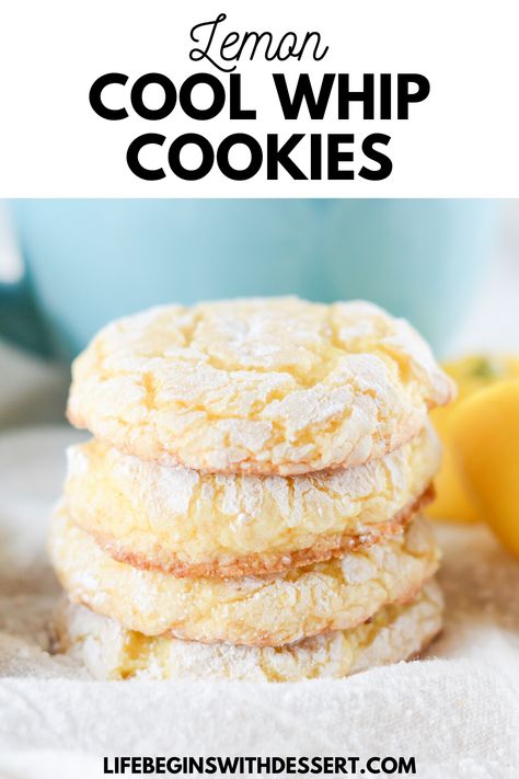 Cake Mix And Cool Whip, Lemon Cool Whip, Lemon Cookie Recipe, Lemon Cake Cookies, Whip Cookies, Recipes With Cool Whip, Lemon Cake Mix Cookies, Homemade Cake Mixes, Cool Whip Cookies