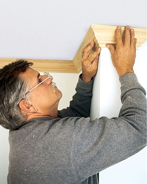 How to Install Crown Molding - This Old House Install Crown Molding, Cut Crown Molding, Crown Molding Installation, Diy Crown Molding, Molding Ceiling, Trim Carpentry, Painting 101, Moulding Profiles, New Home Buyer