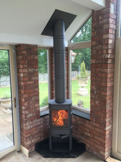 Log Burner In Extension, Stove In Conservatory, Small House Extensions, Extension Veranda, Orangery Extension, Conservatory Kitchen, Stove Installation, Conservatory Design, Garden Room Extensions