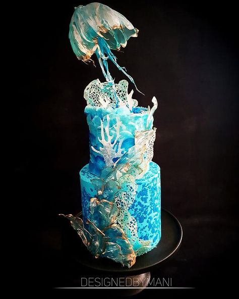 Cake With Rice Paper Sails, Sea Wedding Cake, Cake With Rice Paper, Sea Themed Wedding, Rice Paper Sails, Under The Sea Wedding, Island Cake, Vanilla Mug Cakes, Ocean Cakes