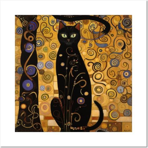 Gustav Klimt Cat - Gustav Klimt - Posters and Art Prints | TeePublic Klimt Cat Art, Gustavo Klimt Paintings, Gustav Klimt Paintings, Klimt Cat, Klimt Prints, Klimt Women, Art Klimt, Cat Journal, Gustav Klimt Art