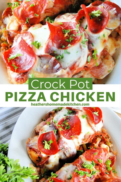 Pizza Topped Chicken, Crock Pot Pizza, Pepperoni Chicken, Pizza Chicken, Low Carb Low Fat Recipes, Pizza Sauce Recipe, Seasoning Salt, Cooking Homemade, Lost 100 Pounds