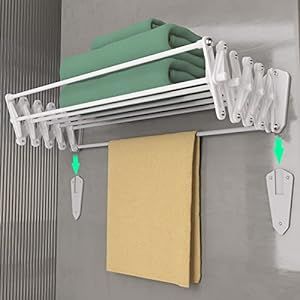 Amazon.com: QQOUTLET Wall Mounted Clothes Drying Rack Stainless Steel Space Saving Folding Adjustable Collapsible (22Wx21Dx19H) : Home & Kitchen Foldable Clothes Drying Rack, Pallet Deck Diy, Clothes Dryer Rack, Wall Mounted Clothes Drying Rack, Wall Mounted Drying Rack, Bathroom White, Laundry Bathroom, Drying Racks, Drying Rack Laundry