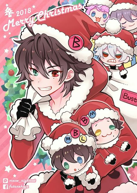 Christmas Anime Fanart, Christmas Art Poses, Christmas Character Art, Hypnosis Mic Ichiro, Christmas Illustration Art, Christmas Fanart, Ichiro Yamada, Elf Toy, Christmas Poses