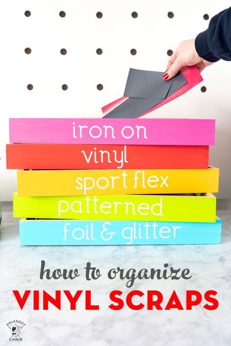 Fun ideas to organize your craft room including these colorful trays designed to store your vinyl scraps. Lots of ideas for how to store vinyl scraps #cricut #craftroom #organization Organize Vinyl Scraps, Scrap Vinyl Storage Ideas, Vinyl Scrap Storage, Organize Vinyl, Colorful Craft Room, Cricut Storage, Pillow Cases Tutorials, House Craft, Dream Craft Room