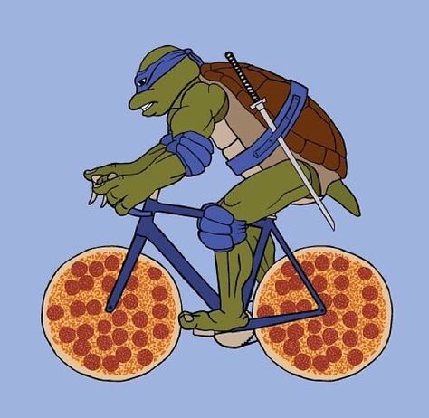 Ninja turtle fixie Pizza Wheels, Cycling Pictures, Pizza Wheel, Pizza Art, Bike Illustration, Ninja Party, 3d Street Art, Cycling Art, Ninja Turtle