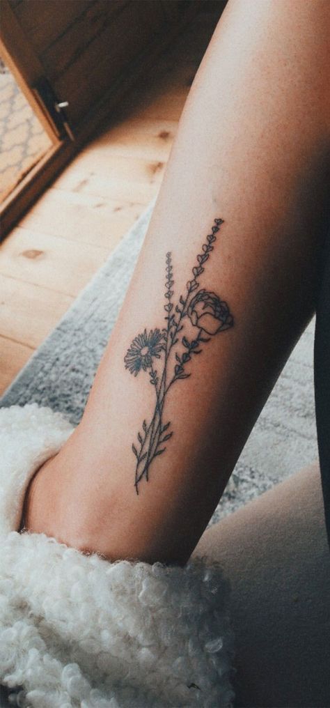 Beauty To Ashes Tattoo, September Birth Month Tattoo, November Tattoo Ideas Birth Month, Pretty Tattoos Sleeve, September And November Flower Tattoo, Mums Flower Tattoo, Mums Flowers Tattoo, Floral Memorial Tattoo, Cute Memorial Tattoos