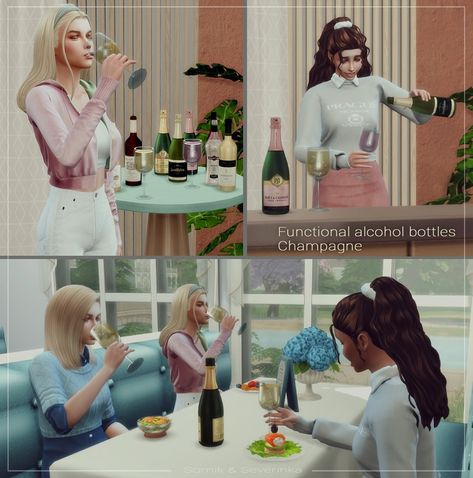 Sims 4 Champagne, Sims 4 Free Patreon, Bubble Animation, Sims 4 Game Packs, Types Of Champagne, Casa The Sims, Sims 4 Build Cc, Sims 4 Cc And Mods, Alcohol Bottles