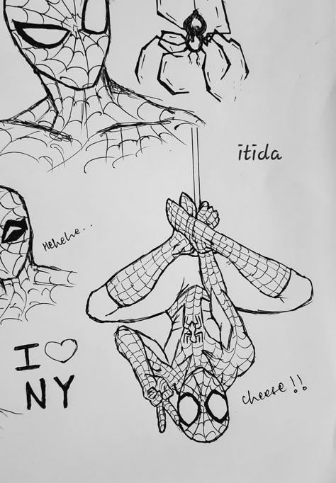 Spiderman Drawing Hanging, Spider Man Upside Down Drawing, Spider Man Hanging Upside Down Drawing, Spiderman Hanging Upside Down Drawing, Spiderman Swinging Drawing, Batman And Spiderman Drawing, Spider Man Sketch Pencil, Sketch Ideas Aesthetic Vintage Easy, Spiderman Sketches