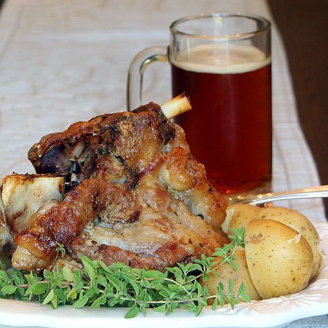 German Style Pork Hock German Pork Loin Recipes, German Pork Knuckle Recipe, German Pork Shank Recipe, Snitzel Recipe German Pork, Pork Snitzel Recipe Germany, Pork Knuckle, Pork Hock, Peasant Food, Easy Roast Chicken