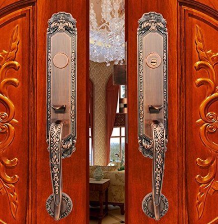 K6838 # Luxurious Mortise Lock Entry Entrance Front Door ... https://smile.amazon.com/dp/B01HHI3GY4/ref=cm_sw_r_pi_dp_x_5HOezbN578Y3T Antique Door Handles Entrance, Front Door Lock And Handle, Double Door Lock Ideas, Double Door Lock, Patio Door Window Treatments, Double Door Entryway, Entry Door Hardware, Door Handle With Lock, Front Door Lighting