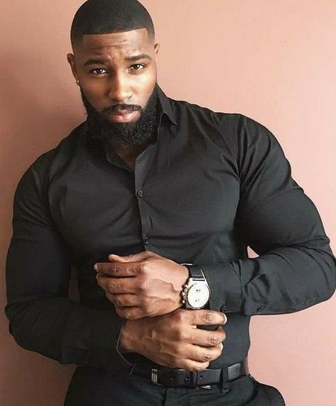 Black Men Beard Styles, Man With A Beard, Black Men Beards, Chocolate Men, Black Beards, Beard Styles For Men, The Perfect Guy, Black Man, Black Men Fashion