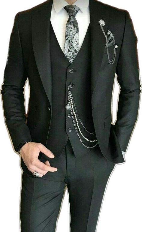 Men Vest Outfits, Marriage Suits, Peak Lapel Suit, Black Suit Men, Black Suit Wedding, Fancy Suit, Classy Suits, Dress Suits For Men, Designer Suits For Men