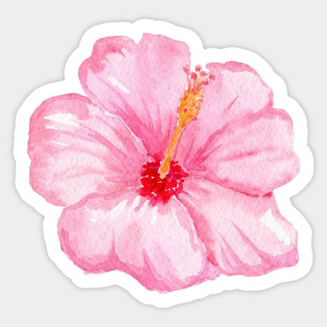 Hibiscus Flower Sticker, Pink Hibiscus Flower, Cards Decoration, Flower Hibiscus, Invitations Design, Happy Stickers, Pink Hibiscus, Scrapbook Stickers Printable, Hibiscus Flower